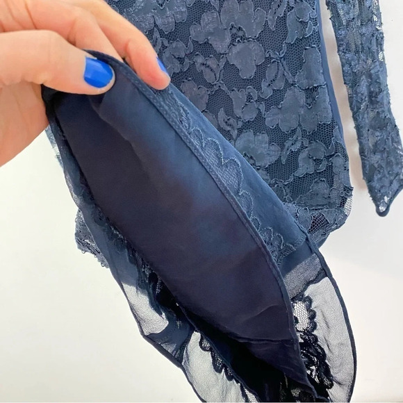 DVF Diane Von Furstenberg New Zarita Lace Dress Size Small Long Sleeve Navy Blue - Picture 10 of 16